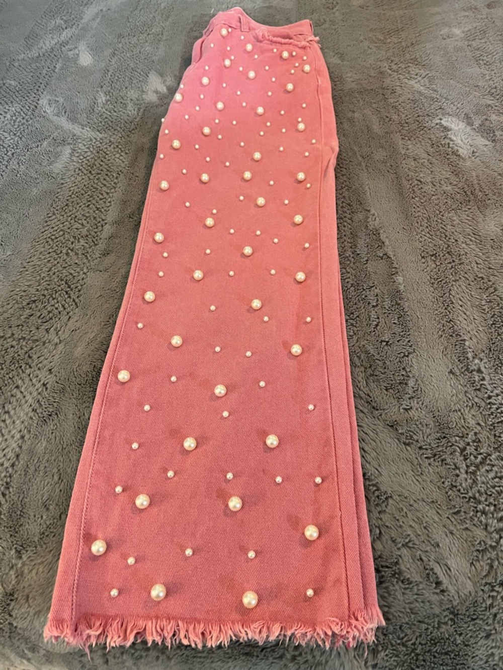 POL Pink Pearl-Embellished Jeans